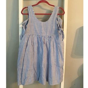 Blue & white stripe babydoll dress